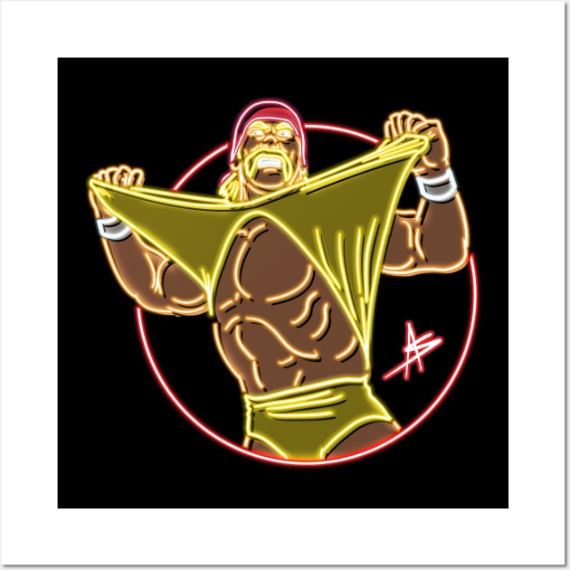 Hulk Hogan neon color Wall Art by AJSMarkout